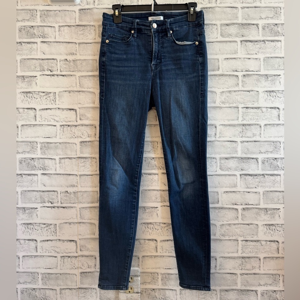 Women’s Good American good legs dark wash mid rise skinny jeans 4/27 - Picture 2 of 6